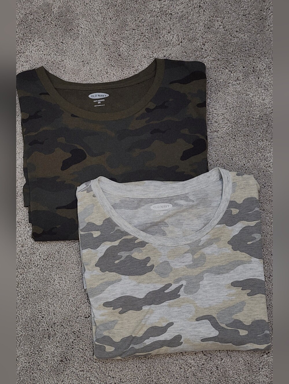 Old Navy Mens 2XL Camo Tee Bundle  Olive Green/Black & Tan/ Light Gray Camo